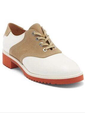 LABUCQ Italy Saddle Shoes Size 38 7.5 8 White Leather Retro NEW